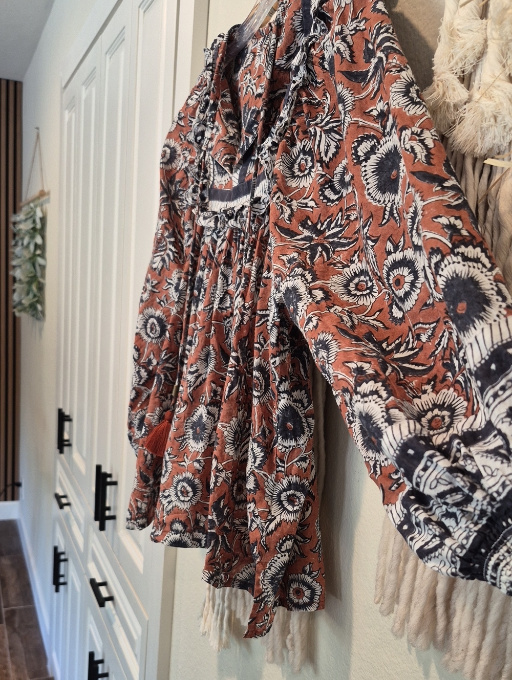 Cleobella Organic Cotton Floral Amy Blouse in Sienna Block Print, XS, NWOT - Picture 5 of 11